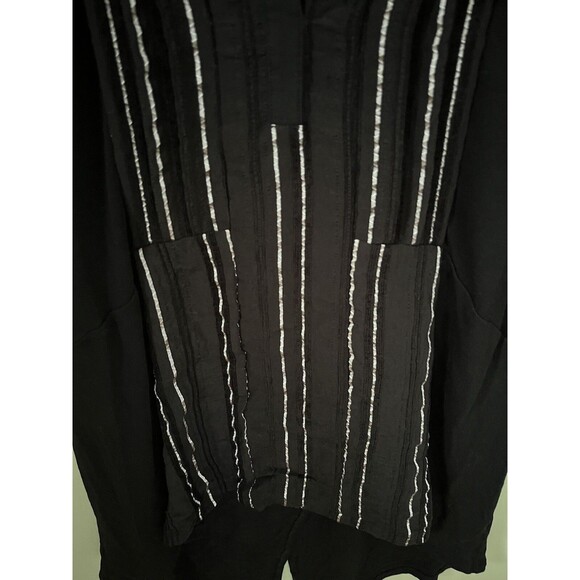 Deletta Women's Sleeveless Tank Top V-Neck Black/Silver Stripes Size Small - Picture 5 of 6